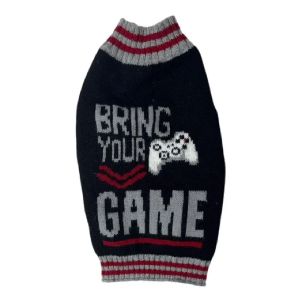 Black and Red Gaming Dog Sweater. Size XS.